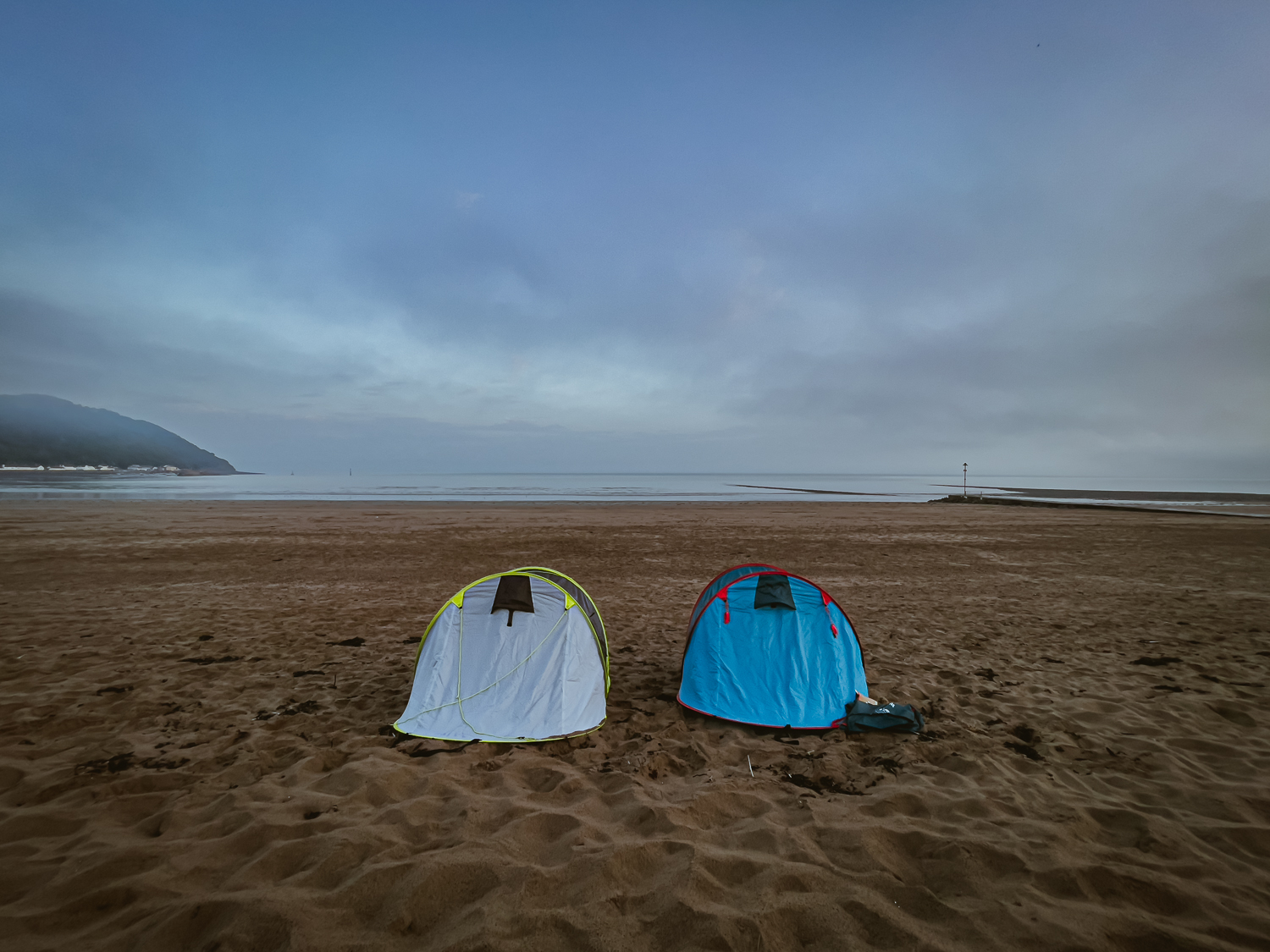 Two Tents at Dawn, Minehead Beach